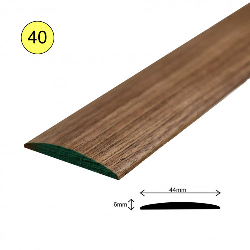 1 Length: (40) - Coverstrip Profile - Solid Prime American Black Walnut - Lacquered - 44mm x 6mm x 2100mm - (2.1m length)