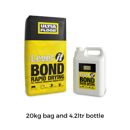 20kg Bag & 4.2ltr Bottle: UltraFloor - Level It Bond - Rapid Drying All Purpose 2K Levellng Compound - for use over adhesive residues