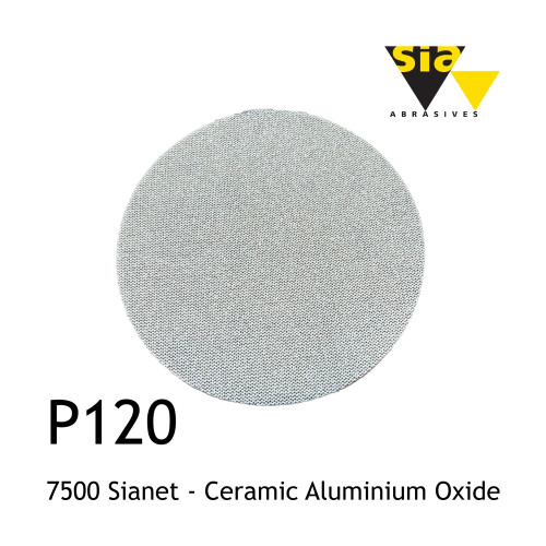 1 Box: P120 - Sia - 7500 Sianet - Knitted Fabric Disc - Ceramic Aluminium Oxide - 150mm - 6" - (50/box)