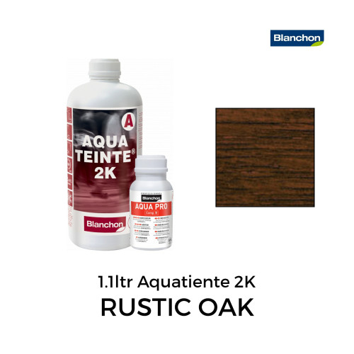 1.1ltr: Blanchon - Stain - Aquateinte 2K - Water Based 2K PU Stain - Rustic Oak - Including Hardener 