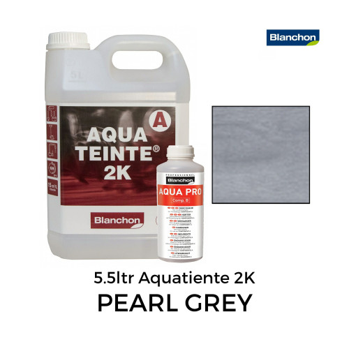 5.5ltr: Blanchon - Stain Aquateinte 2K - Water Based 2K PU Stain - Pearl Grey - Including Hardener
