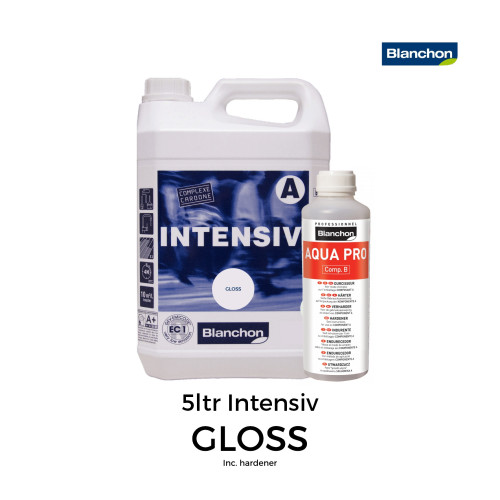 5ltr: Blanchon - Intensiv - Water Based 2K PU Lacquer - Gloss - Including Hardener 