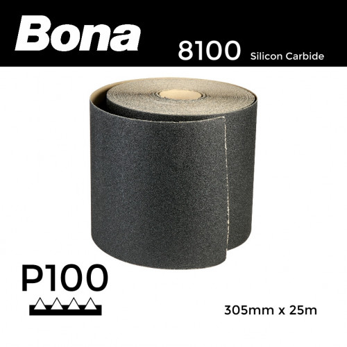 25m Roll: P100 - Bona - Silicon Carbide - Sandpaper - 305mm - 12"