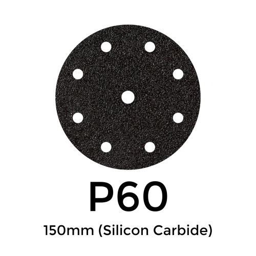 1 Box: P60 - Starcke - Silicon Carbide - Hook & Loop Sanding Discs - 8 Hole - 150mm - 6" - (50/Box)
