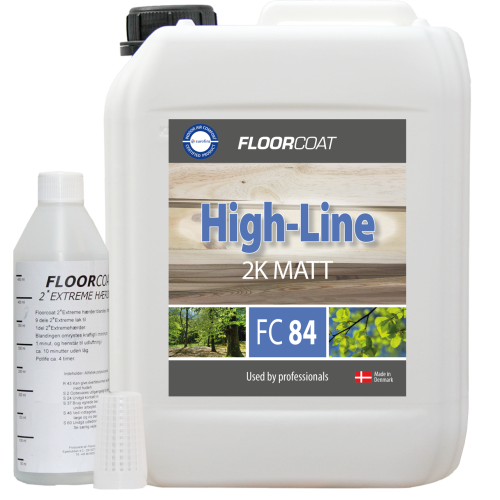 5ltr: Floorcoat - High-Line - FC84 - Matt - 2K Premium Water Based Lacquer including Hardener