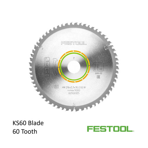 Festool - Saw Blade - 60 Tooth - For KS60 Kapex Saw - 216mm diameter (500125)