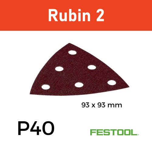 1 Box: (499161) P40 - Festool - Rubin2 - StickFix - Triangular Delta Hook & Loop Sanding Sheets - 93mm - (50/Box) 