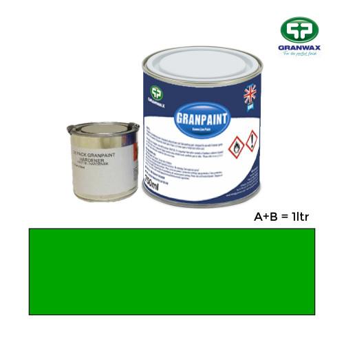 1ltr: Granwax - Granpaint - Green - 2K Polyurethane - Indoor Court Line Marking Paint - 1ltr including hardener