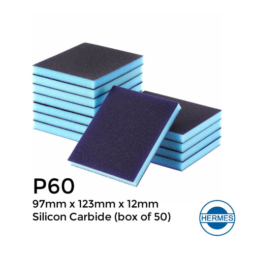 1 Box: P60 - Hermes - Silicon Carbide - Double Sided Sanding Sponge - 97x123x12mm