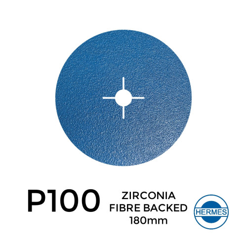 1 Box: P100 - Hermes - Zirconia - Fibre Backed - Sanding Discs - 180mm - 7" - With 22cm Centre Hole - (25/Box)