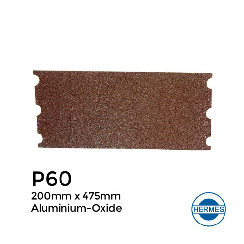 P60 - Hermes - Aluminium Oxide - Paper Floor Sander Loading - With Notched End - 200x475mm - 8"
