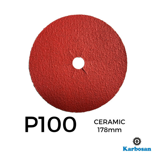 1 Box: P100 - Karbosan - Ceramic - Hook & Loop Sanding Discs - 178mm - 7" - (50/Box)
