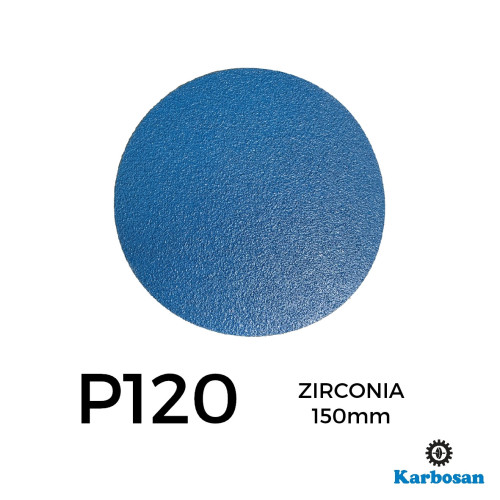 1 Box: P120 - Karbosan - Zirconia - Hook & Loop Sanding Discs - 150mm - 6" - (50/Box)
