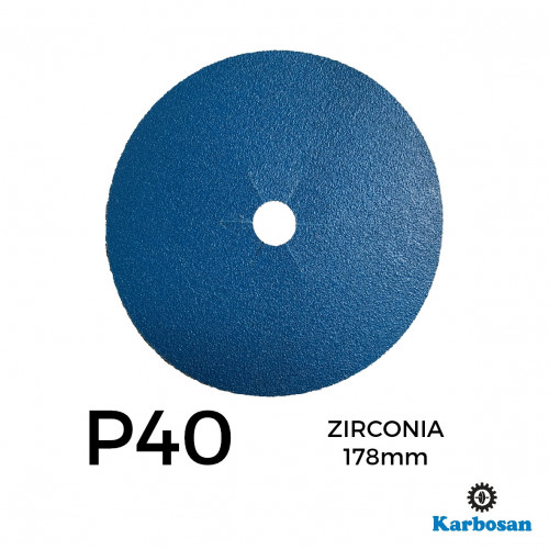 1 Box: P40 - Karbosan - Zirconia - Hook & Loop Sanding Discs - 178mm - 7" - (50/Box)