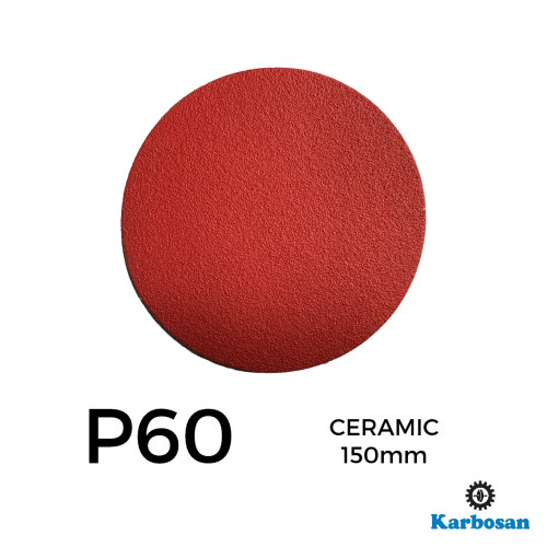 1 Box: P60 - Karbosan - Ceramic - Hook & Loop Sanding Discs - 150mm - 6" - (50/Box)