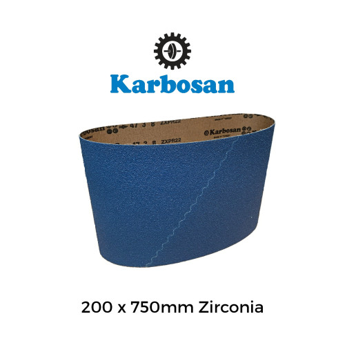 P100 - Karbosan - Zirconia 100% - PolyCotton Cloth Backed Sanding Belt - 200x750mm - 8" 