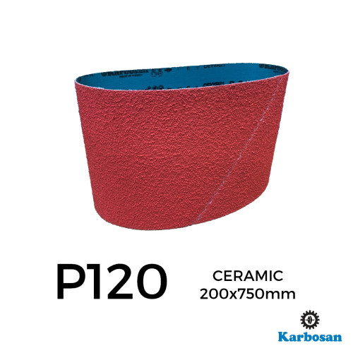 P120 - Karbosan - Ceramic - Polyester Cloth Backed Sanding Belt - 200x750mm - 8" 