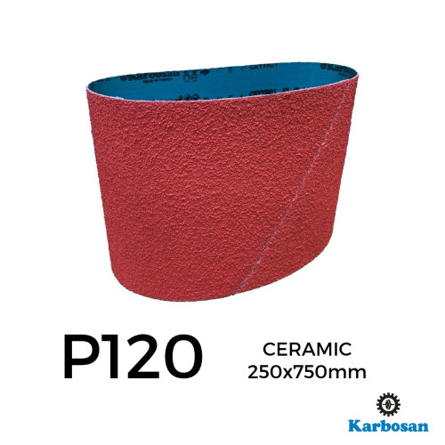 P120 - Karbosan - Ceramic - Polyester Cloth Backed Sanding Belt - 250x750mm - 10" 