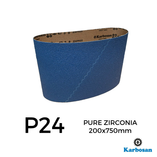 P24 - Karbosan - Zirconia 100% - PolyCotton Cloth Backed Sanding Belt - 200x750mm - 8" 