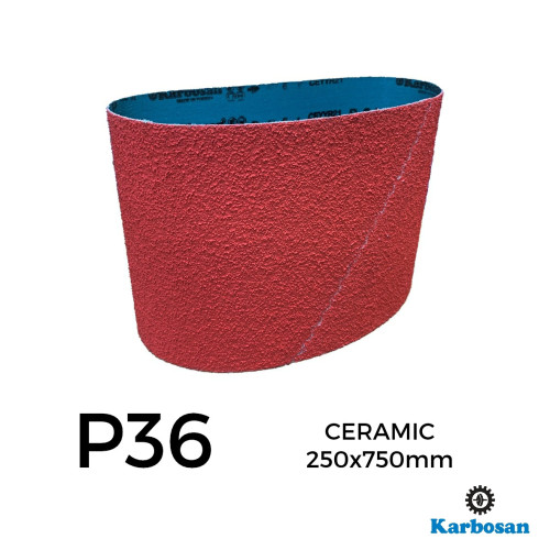 P36 - Karbosan - Ceramic - Polyester Cloth Backed Sanding Belt - 250x750mm - 10" 