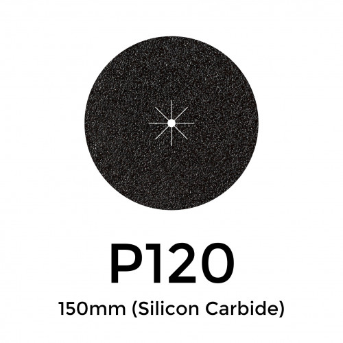 1 Box: P120 - Starcke - Silicon Carbide - Hook & Loop Sanding Discs - 150mm - 6" - (50/Box)