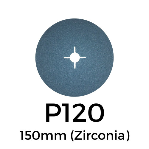 1 Box: P120 - Starcke - Zirconia - Hook & Loop Sanding Discs - 150mm - 6" - (50/box) 