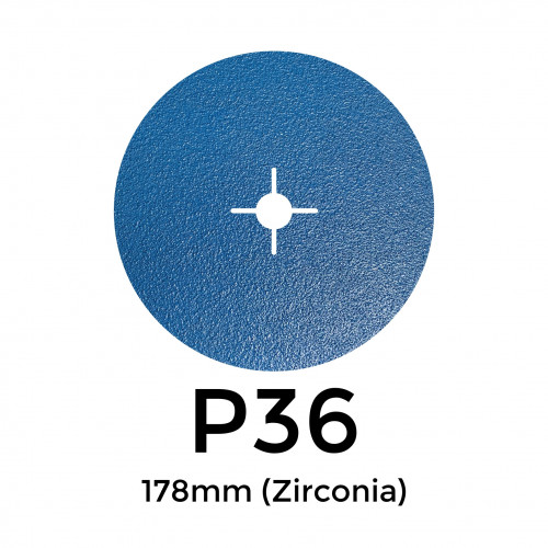 1 Box: P36 - Starcke - Zirconia - Hook & Loop Sanding Discs - 178mm - 7" - (25/Box)
