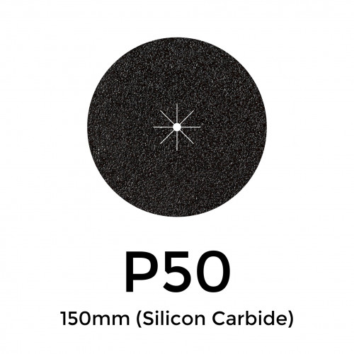 1 Box: P50 - Starcke - Silicon Carbide - Hook & Loop Sanding Discs - 150mm - 6" - (50/Box)