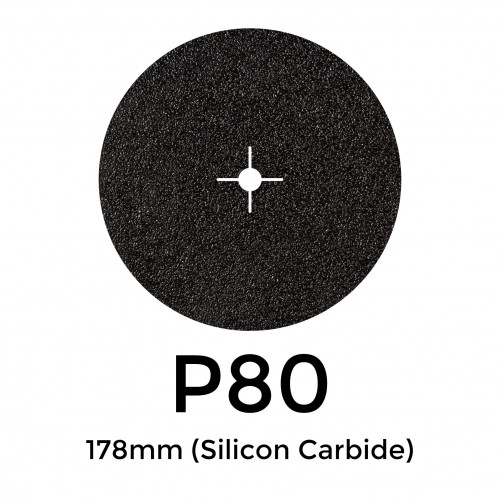 1 Box: P80 - Starcke - Silicon Carbide - Hook & Loop Sanding Discs - 178mm - 7" - (50/Box) 