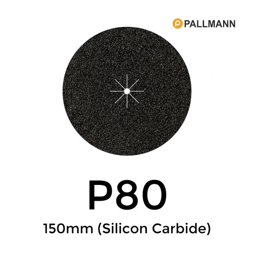 1 Box: P80 - Pallmann - Silicon Carbide - Hook & Loop Sanding Discs - 150mm - 6" - (50/Box)