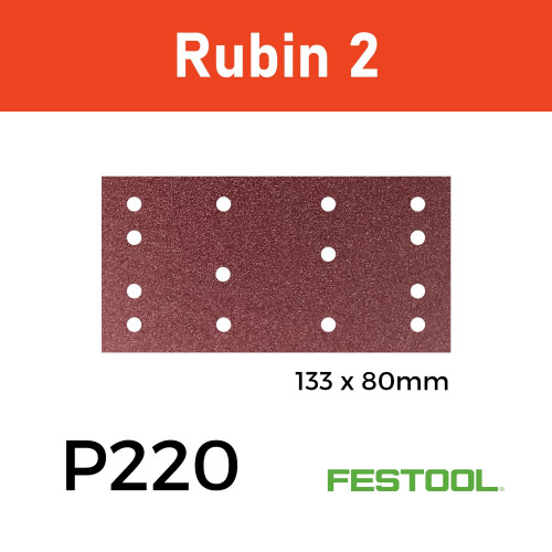 1 Box: P220 Festool - Rubin2 - StickFix - Hook & Loop Sanding Sheets - - (499053) 80x133mm - (50/Box) 