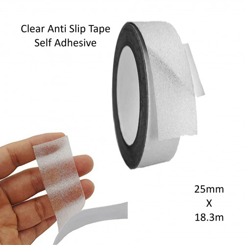 1 Roll: Anti Slip Safety Grip Tape - Self Adhesive - Clear - 25mm x 18.3m