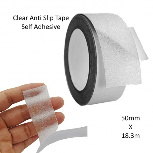 1 Roll: Anti Slip Safety Grip Tape - Self Adhesive - Clear - 50mm x 18.3m