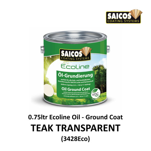 0.75ltr: Saicos - Ecoline Oil - Ground Coat - Teak Transparent - (3428ECO300)