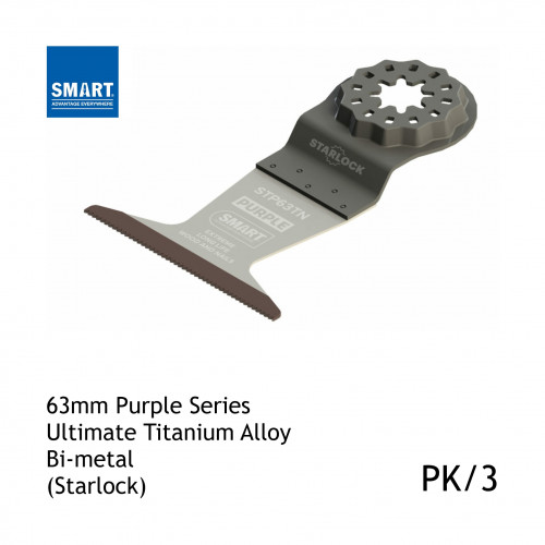 1pk: Smart Blade - 63mm Width x 46mm Depth of Cut - Starlock Purple Series - Titanium Alloy Bi-Metal Wood & Nails - (3/pk)