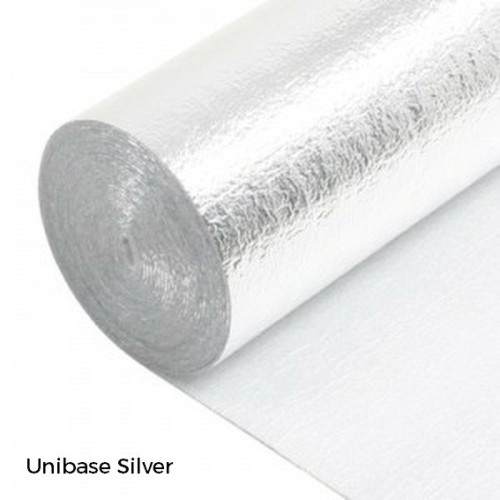 1 Roll: Unibase Silver - 2mm Cushion Underlay with Vapour Barrier - 1m x 15m x 2mm - (15m&Acirc;&sup2;/Roll)