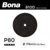 1 Box: P80 - Bona - Silicon Carbide - Hook & Loop Sanding Discs - 178mm - 7" - (50/Box)