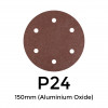 1 Box: P24 - Starcke - Aluminium Oxide - Hook & Loop Sanding Discs - 6 Hole - 150mm - 6" - (25/Box)