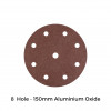 1 Box: P40 - Aluminium Oxide - Hook & Loop Sanding Discs - 8 Hole - 150mm - 6" - (50/Box)