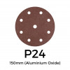 1 Box: P24 - Starcke - Aluminium Oxide - Hook & Loop Sanding Discs - 8 Hole - 150mm - 6" - (25/Box)