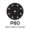 1 Box: P80 - Starcke - Silicon Carbide - Hook & Loop Sanding Discs - 8 Hole - 150mm - 6" - (50/Box)