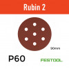 1 Box: (499078) P60 - Festool - Rubin2 - StickFix - Hook & Loop Sanding Discs - 90mm - 3.5" - (50/Box) 