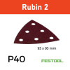 1 Box: (499161) P40 - Festool - Rubin2 - StickFix - Triangular Delta Hook & Loop Sanding Sheets - 93mm - (50/Box) 