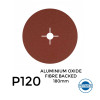 1 Box: P120 - Hermes - Aluminium Oxide - Fibre Backed - Sanding Discs - 180mm - 7" - With 22cm Centre Hole - (25/Box)