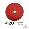 1 Box: P120 - Karbosan - Ceramic - Hook & Loop Sanding Discs - 178mm - 7" - (50/Box)