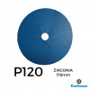 1 Box: P120 - Karbosan - Zirconia - Hook & Loop Sanding Discs - 178mm - 7" - (50/Box)