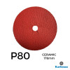 1 Box: P80 - Karbosan - Ceramic - Hook & Loop Sanding Discs - 178mm - 7" - (50/Box)