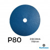 1 Box: P80 - Karbosan - Zirconia - Hook & Loop Sanding Discs - 178mm - 7" - (50/Box)