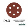 P40 - Metabo - Aluminium Oxide - Hook & Loop Sanding Discs - 6 Hole - 80mm - 3.15" - (25/pk)(624051000)