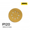 P120 - Mirka - Aluminium Oxide - Hook & Loop Sanding Discs - 8 Hole - 125mm - 5" - (100/Box)